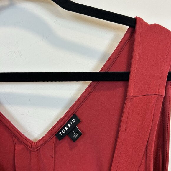 Torrid Womens Studio Knit V Neck Tank Top Plus 2X Red Raspberry Stretch - Picture 4 of 9